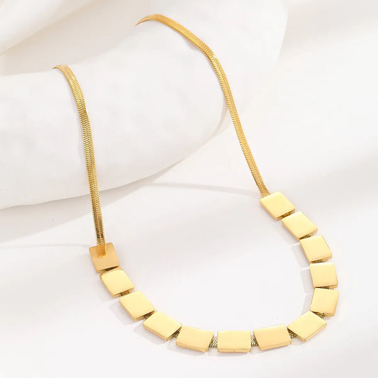 Wholesale Simple Style Solid Color Stainless Steel Plating 18k Gold Plated Necklace