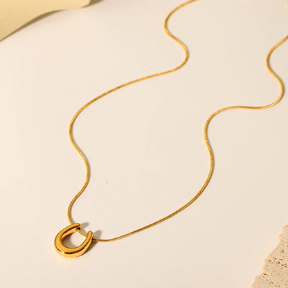 Wholesale Simple Style Solid Color Stainless Steel Plating 18k Gold Plated Pendant Necklace