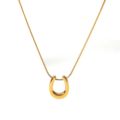 Wholesale Simple Style Solid Color Stainless Steel Plating 18k Gold Plated Pendant Necklace