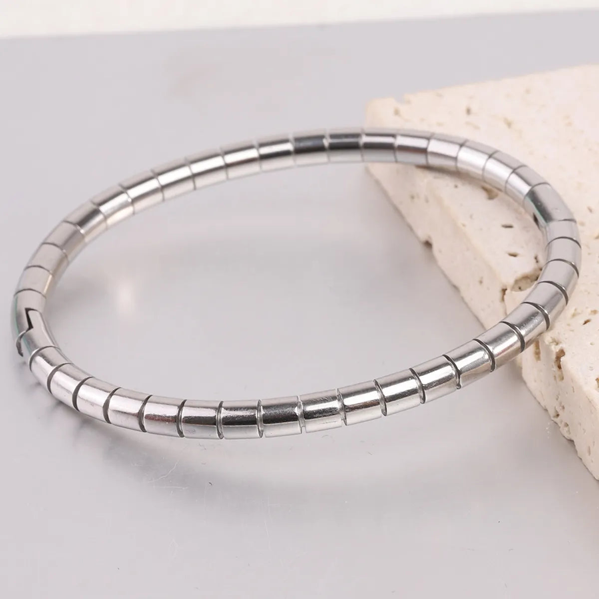 Wholesale Simple Style Solid Color Stainless Steel Plating Gold Plated Bangle