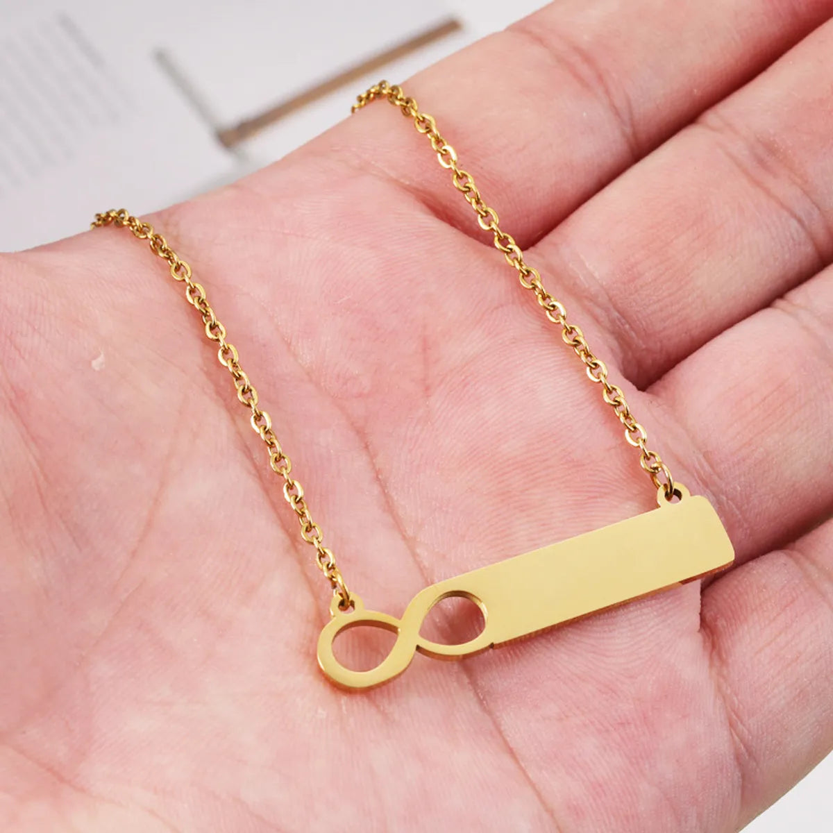 Wholesale Simple Style Solid Color Stainless Steel Plating Gold Plated Pendant Necklace