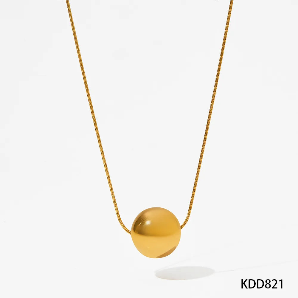 304 Stainless Steel 16K Gold Plated White Gold Plated Gold Plated Simple Style Plating Solid Color Pendant Necklace