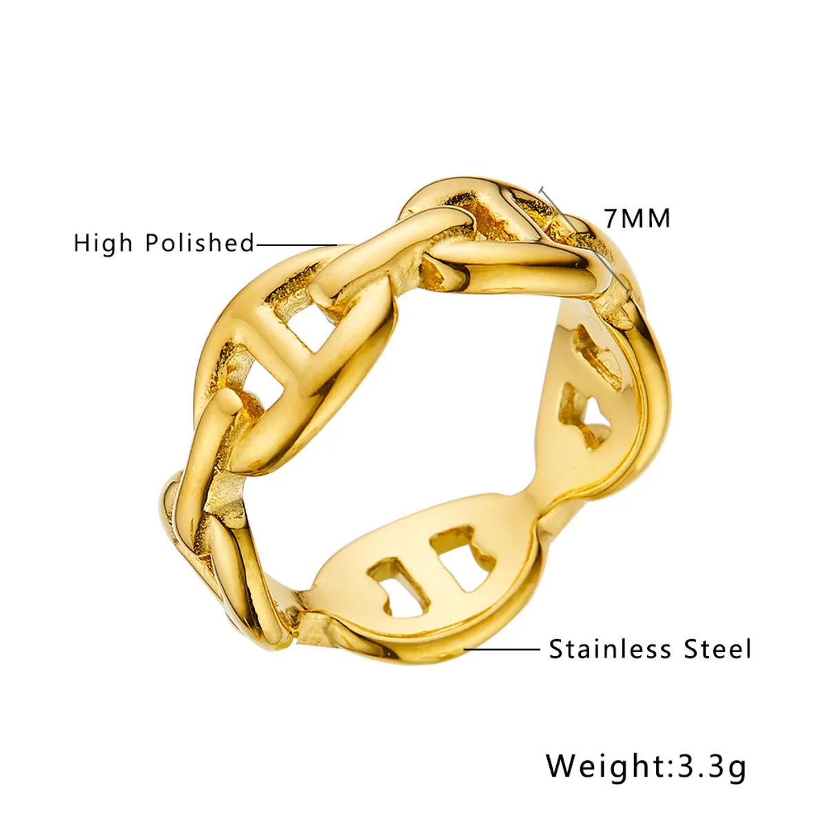 Wholesale Simple Style Solid Color Stainless Steel Plating Hollow Out Gold Plated Rings