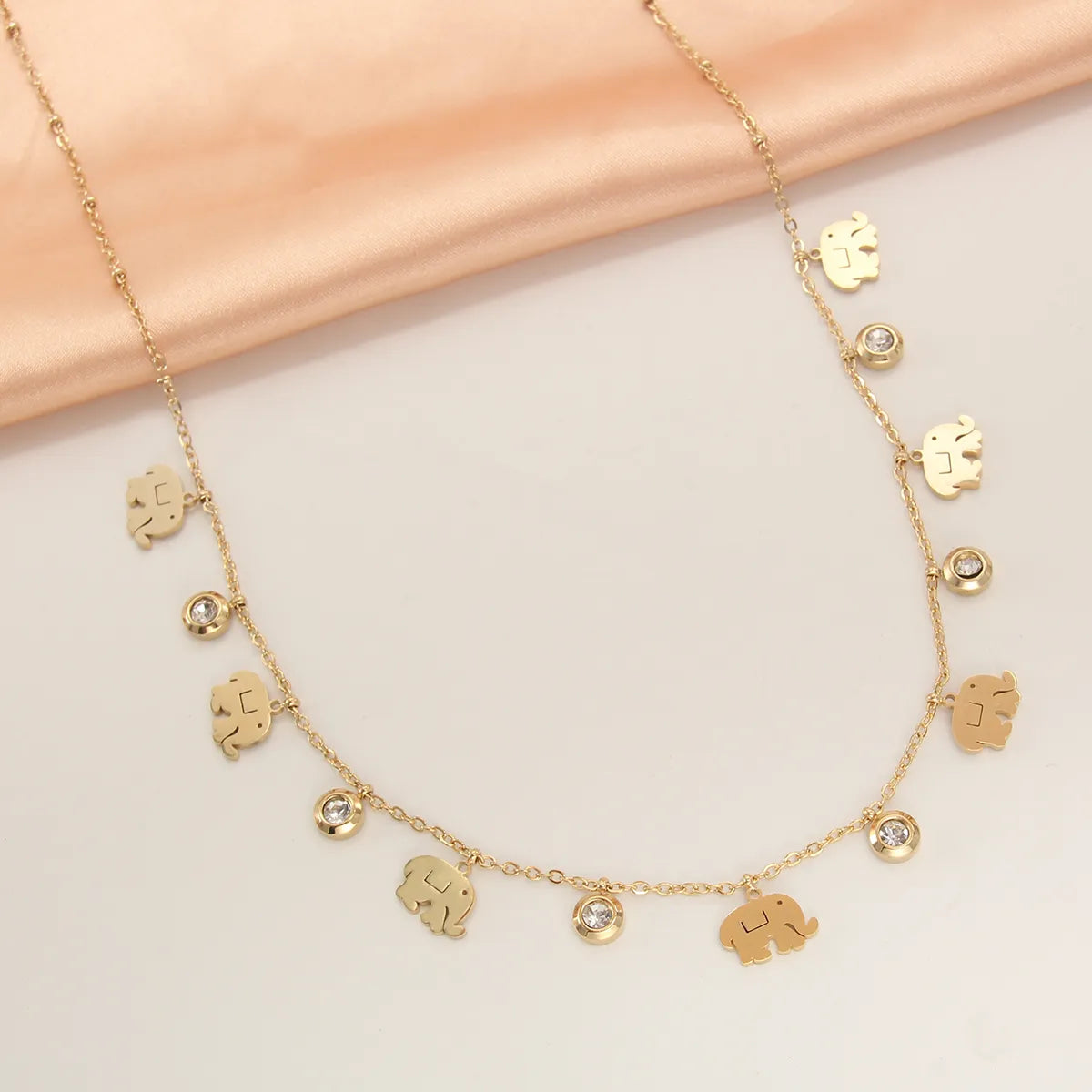 Wholesale Simple Style Solid Color Stainless Steel Plating Inlay Gold Plated Zircon Necklace