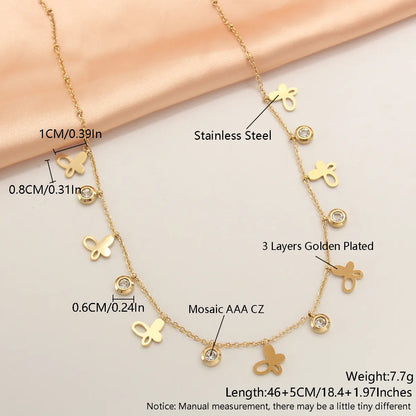 Wholesale Simple Style Solid Color Stainless Steel Plating Inlay Gold Plated Zircon Necklace