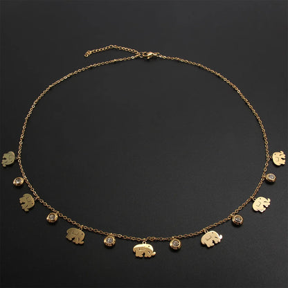 Wholesale Simple Style Solid Color Stainless Steel Plating Inlay Gold Plated Zircon Necklace