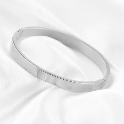 Simple Style Solid Color Stainless Steel Polishing Bangle