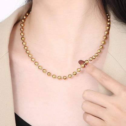 Wholesale Jewelry Simple Style Solid Color Titanium Steel 18K Gold Plated Chain Necklace