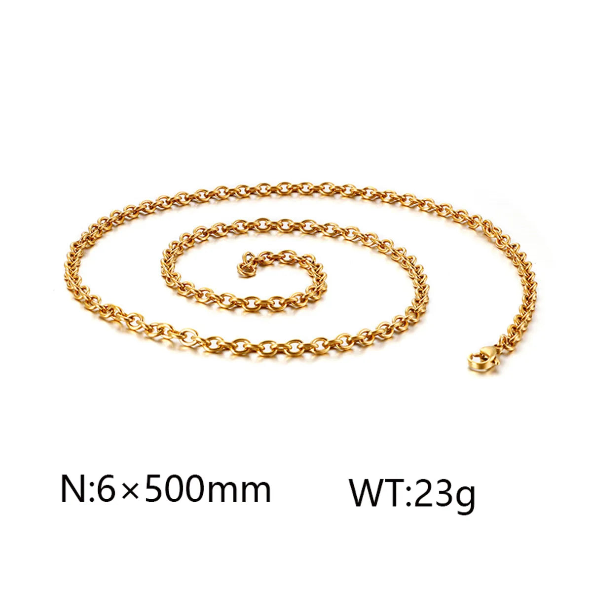 Wholesale Jewelry Simple Style Solid Color Titanium Steel 18K Gold Plated Chain Necklace