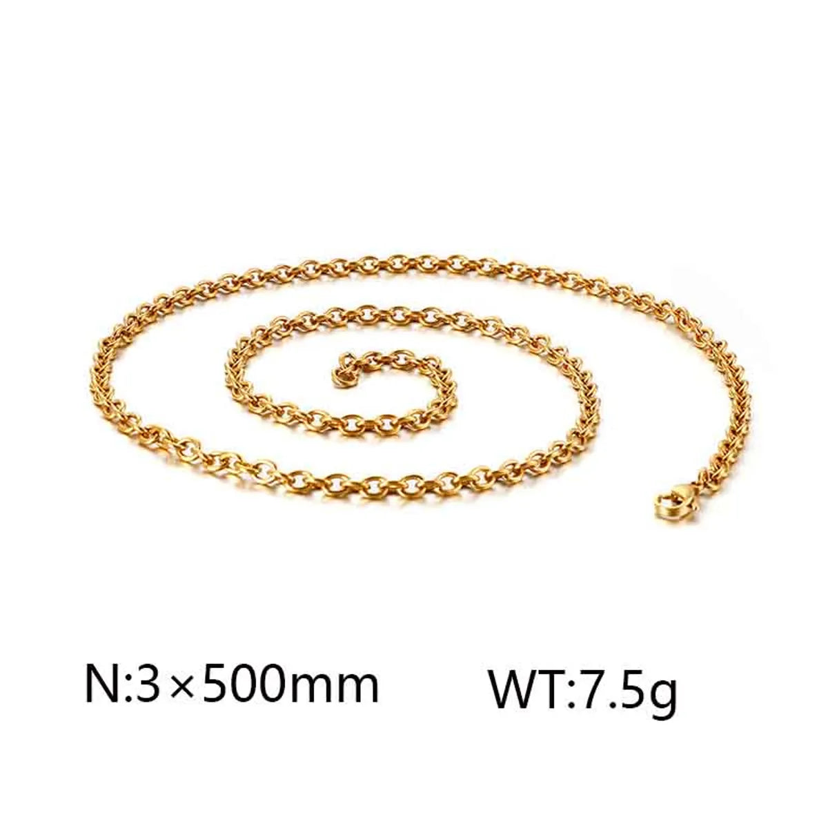 Wholesale Jewelry Simple Style Solid Color Titanium Steel 18K Gold Plated Chain Necklace