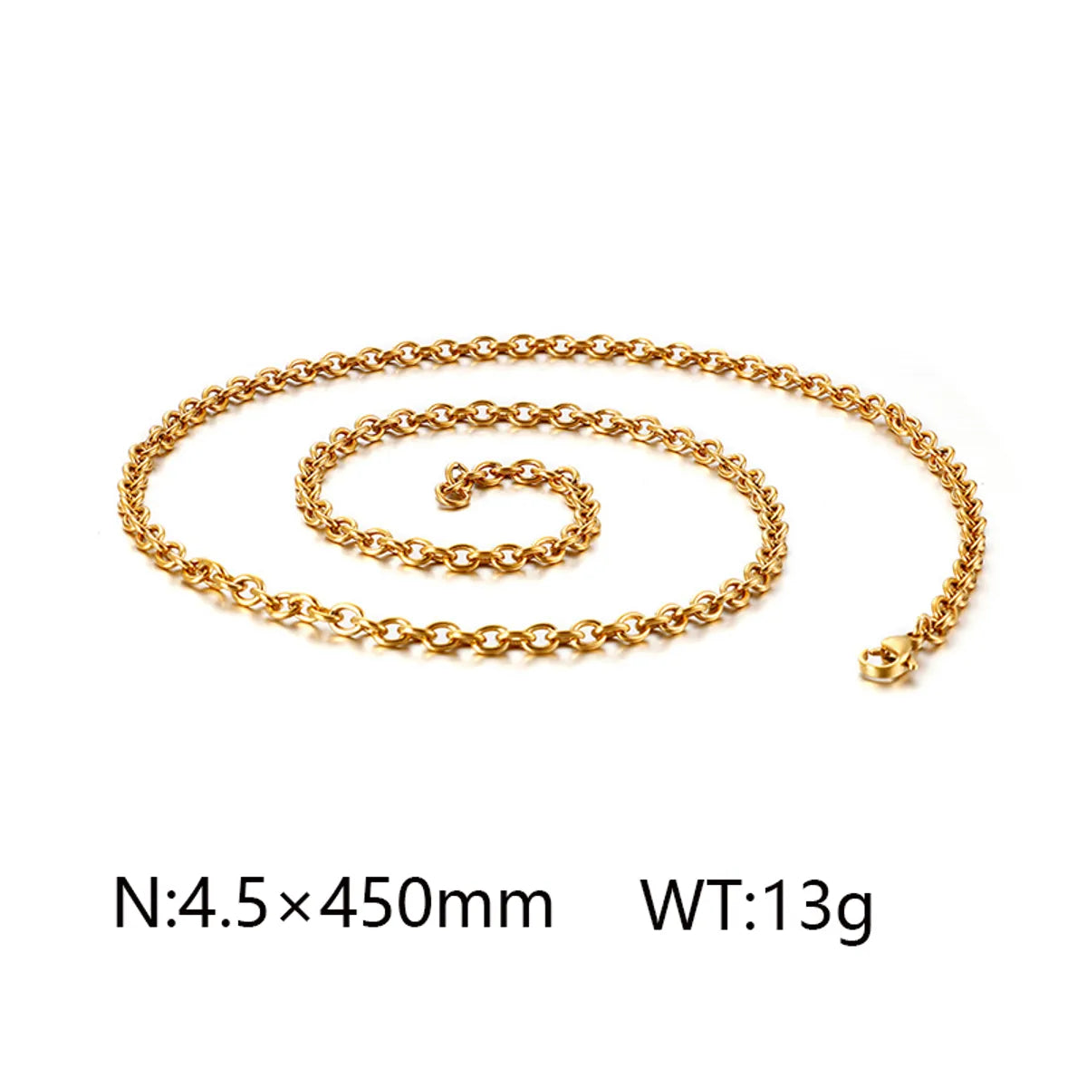 Wholesale Jewelry Simple Style Solid Color Titanium Steel 18K Gold Plated Chain Necklace