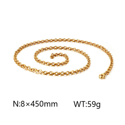 Wholesale Jewelry Simple Style Solid Color Titanium Steel 18K Gold Plated Chain Necklace