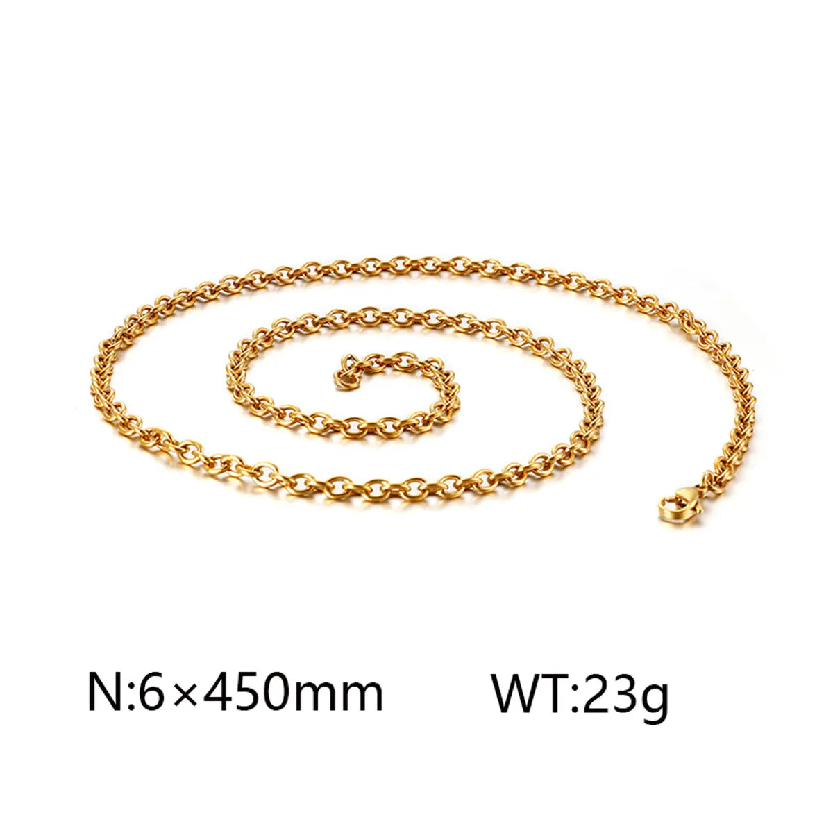 Wholesale Jewelry Simple Style Solid Color Titanium Steel 18K Gold Plated Chain Necklace