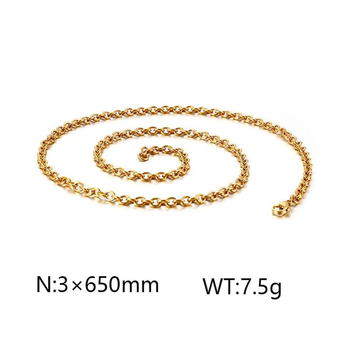 Wholesale Jewelry Simple Style Solid Color Titanium Steel 18K Gold Plated Chain Necklace