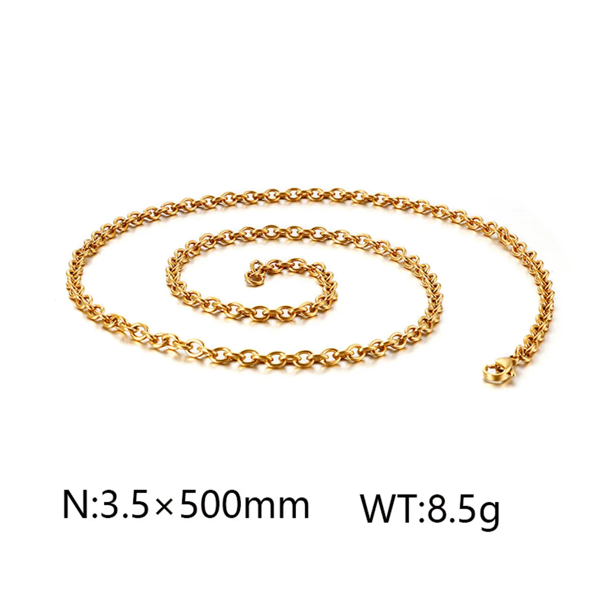 Wholesale Jewelry Simple Style Solid Color Titanium Steel 18K Gold Plated Chain Necklace