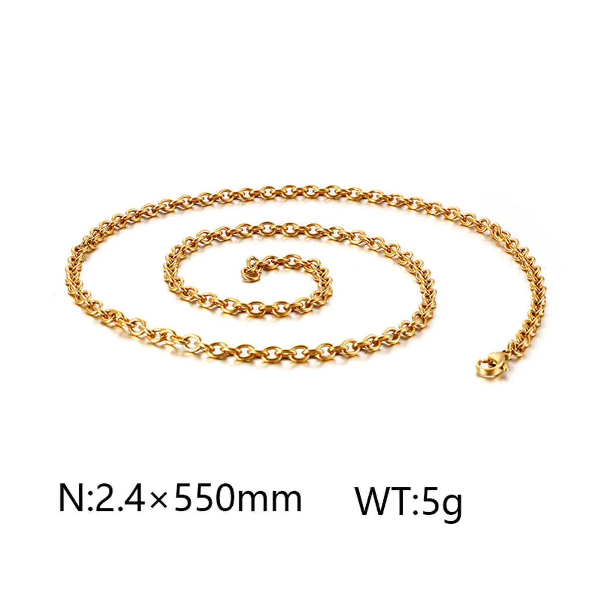 Wholesale Jewelry Simple Style Solid Color Titanium Steel 18K Gold Plated Chain Necklace