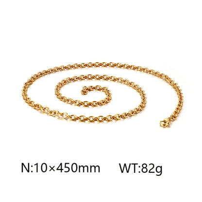 Wholesale Jewelry Simple Style Solid Color Titanium Steel 18K Gold Plated Chain Necklace