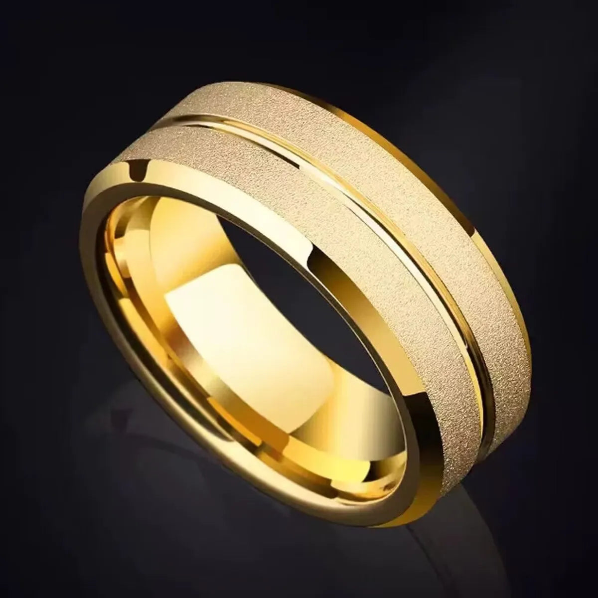 Wholesale Simple Style Solid Color Titanium Steel Plating 18k Gold Plated Rings