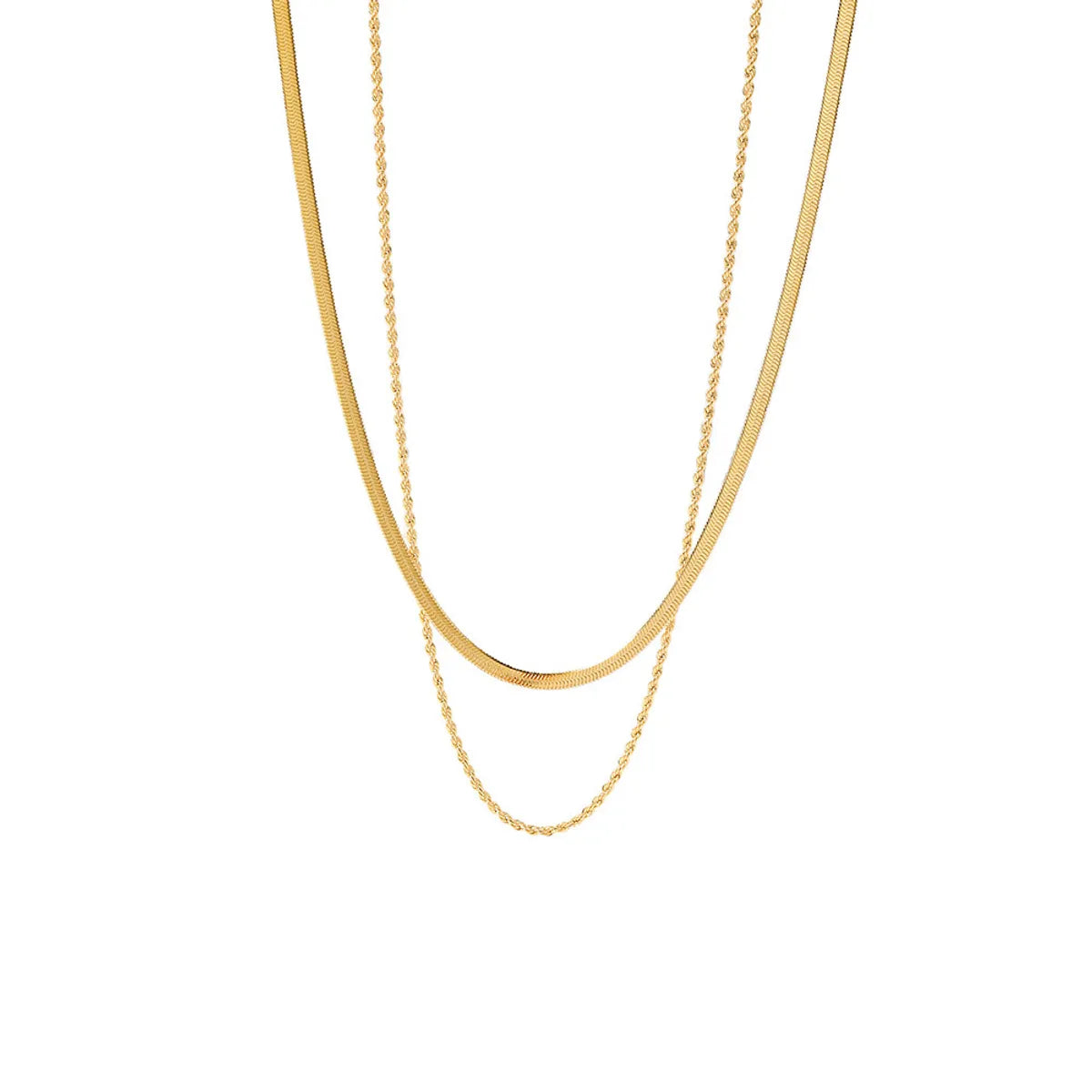 Wholesale Simple Style Solid Color Titanium Steel Plating Gold Plated Layered Necklaces