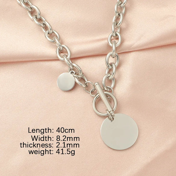 Wholesale Jewelry Simple Style Customization Laser Engraving Solid Color Titanium Steel 18K Gold Plated Plating Pendant Necklace