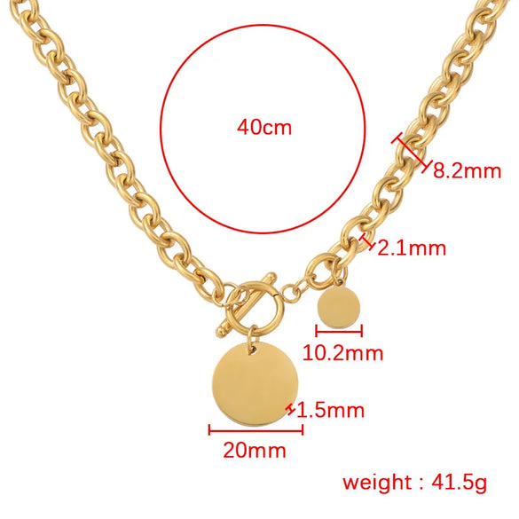 Wholesale Jewelry Simple Style Customization Laser Engraving Solid Color Titanium Steel 18K Gold Plated Plating Pendant Necklace