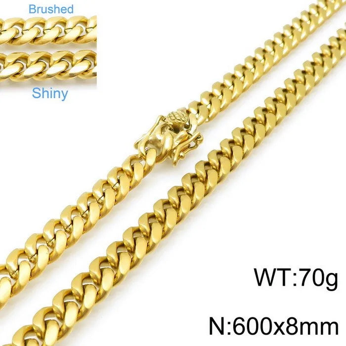 Wholesale Jewelry Simple Style Solid Color Titanium Steel 18K Gold Plated Polishing Chain Necklace