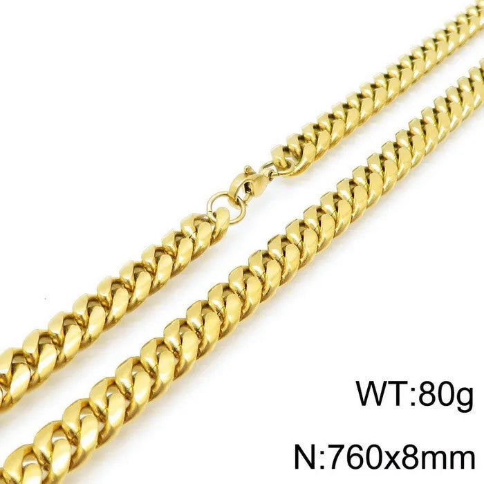 Wholesale Jewelry Simple Style Solid Color Titanium Steel 18K Gold Plated Polishing Chain Necklace