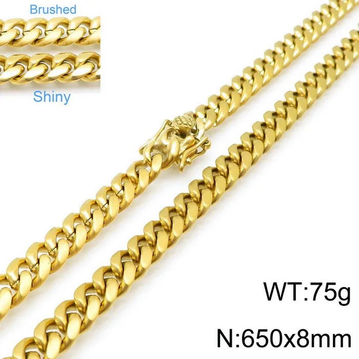 Wholesale Jewelry Simple Style Solid Color Titanium Steel 18K Gold Plated Polishing Chain Necklace