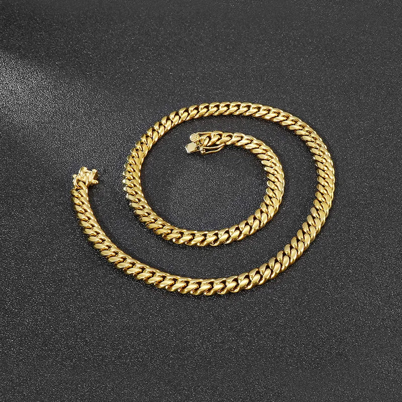 Wholesale Jewelry Simple Style Solid Color Titanium Steel 18K Gold Plated Polishing Chain Necklace