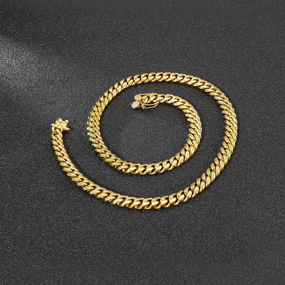 Wholesale Jewelry Simple Style Solid Color Titanium Steel 18K Gold Plated Polishing Chain Necklace