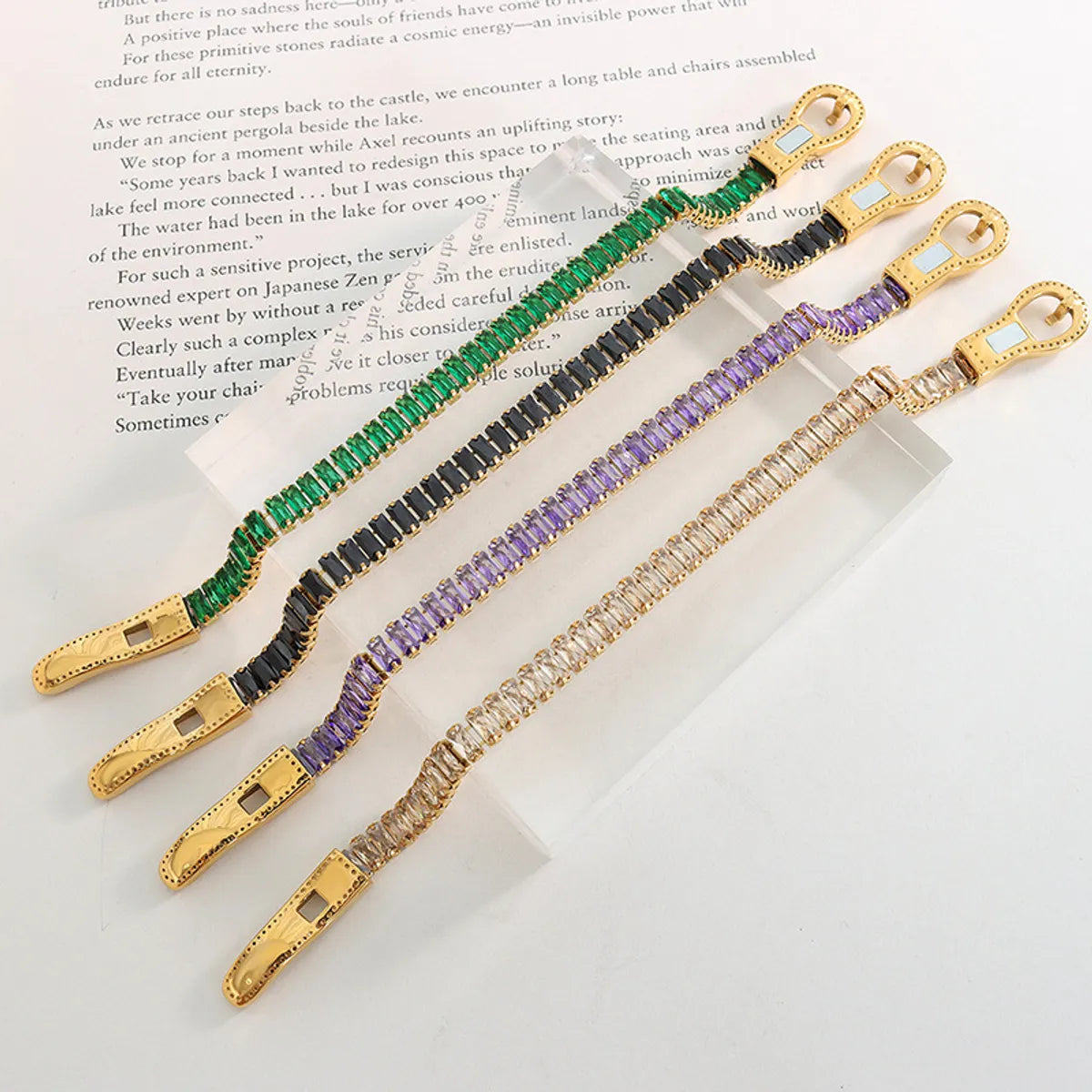 Wholesale Simple Style Solid Color Titanium Steel Zircon Bracelets