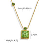 304 Stainless Steel 14K Gold Plated Simple Style Inlay Square Zircon Pendant Necklace