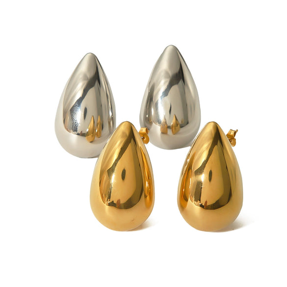 Wholesale Simple Style Stainless Steel Electroplated Dropshaped Women's Earrings