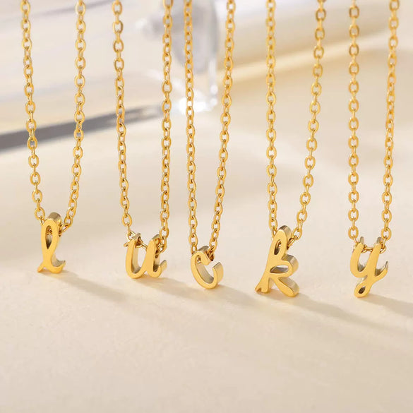 Wholesale Simple Style Stainless Steel Letter Pendant Ochain Necklace With Electroplating