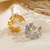 Wholesale Simple Style Stainless Steel Opening Ring With Five Pointed Star And Double Stars Design Electroplated