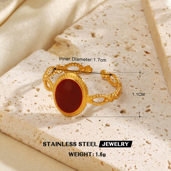 Wholesale Simple Style Stainless Steel Red Oil Dropping Love And Bow Ring With Electroplating Geometric And Heart Shape For Ladies And Unisex