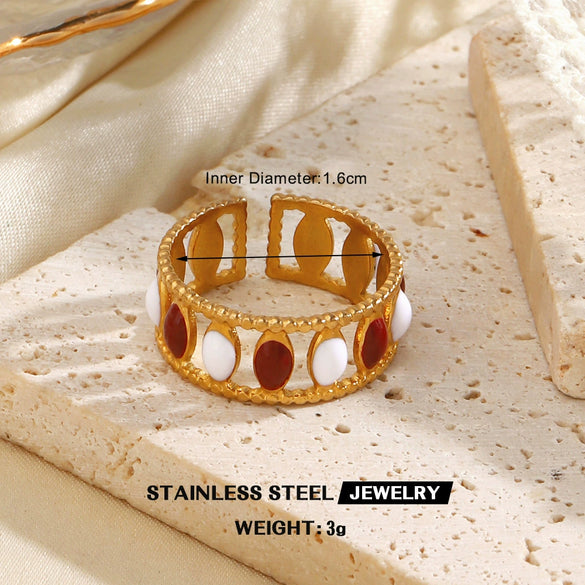 Wholesale Simple Style Stainless Steel Red Oil Dropping Love And Bow Ring With Electroplating Geometric And Heart Shape For Ladies And Unisex