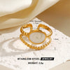 Wholesale Simple Style Stainless Steel White Oil Drop Round Ring For Women With Geometric Pattern And Electroplating