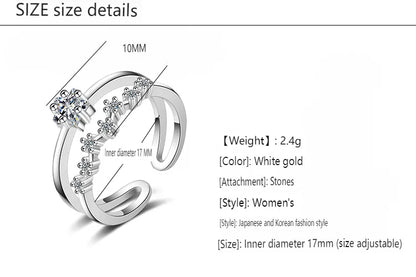 Wholesale Simple Style Star Copper Inlay White Gold Plated Zircon Open Rings