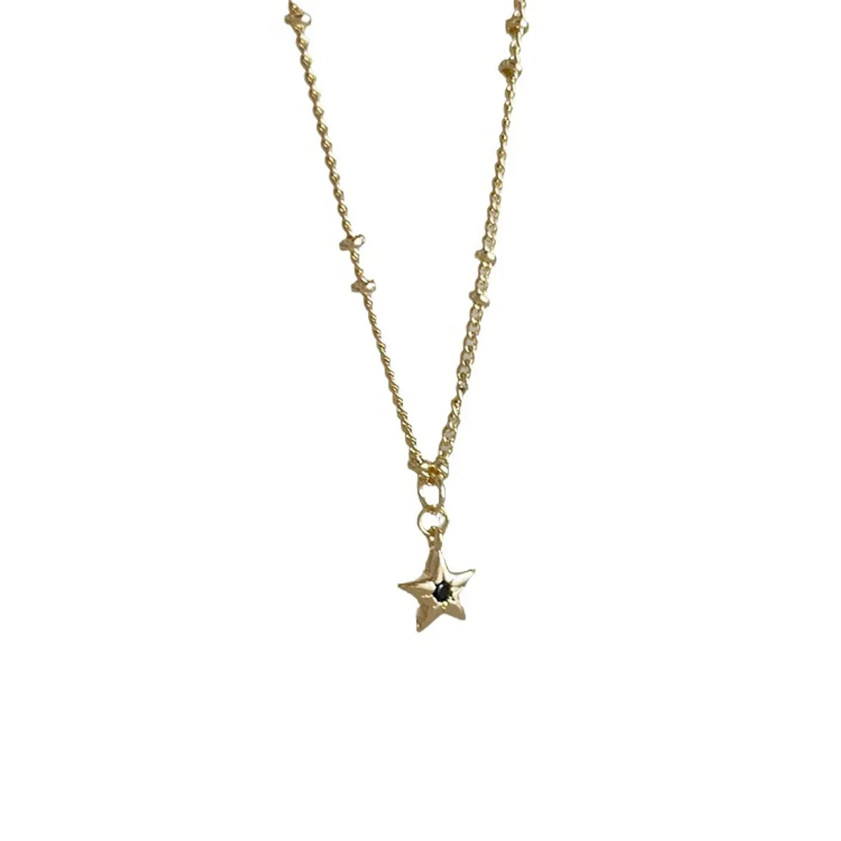 Simple Style Star Crown Titanium Steel Inlay Zircon Pendant Necklace