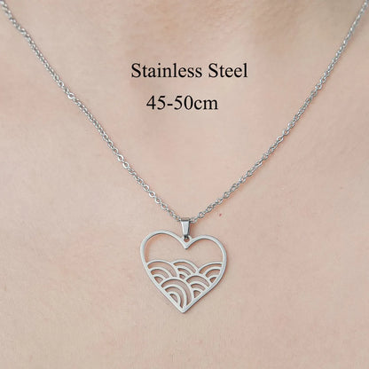 201 Stainless Steel Simple Style Polishing Plating Star Heart Shape Flower Pendant Necklace