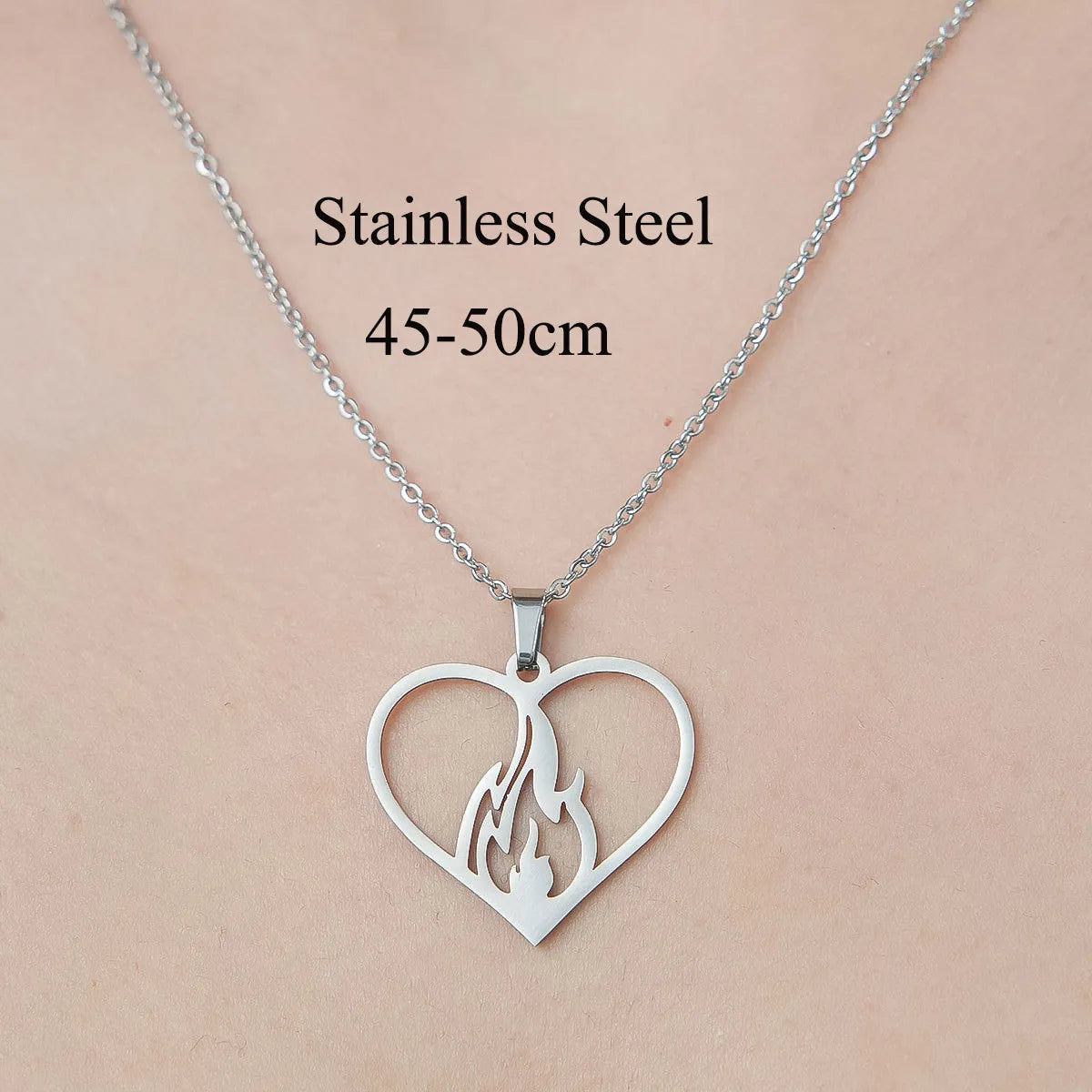 201 Stainless Steel Simple Style Polishing Plating Star Heart Shape Flower Pendant Necklace