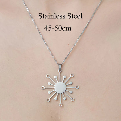 201 Stainless Steel Simple Style Polishing Plating Star Heart Shape Flower Pendant Necklace