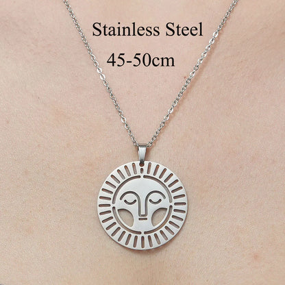 201 Stainless Steel Simple Style Polishing Plating Star Moon Mushroom Pendant Necklace