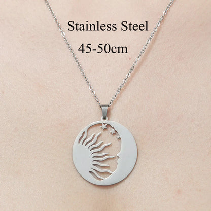 201 Stainless Steel Simple Style Polishing Plating Star Moon Mushroom Pendant Necklace