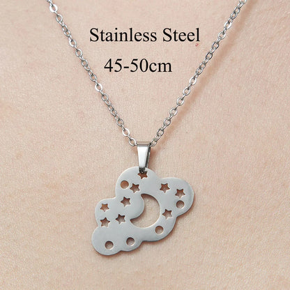 201 Stainless Steel Simple Style Polishing Plating Star Moon Mushroom Pendant Necklace