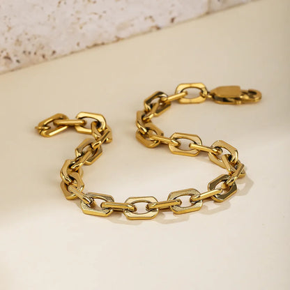 Simple Style Streetwear Solid Color 304 Stainless Steel Titanium Steel 18K Gold Plated Bracelets In Bulk