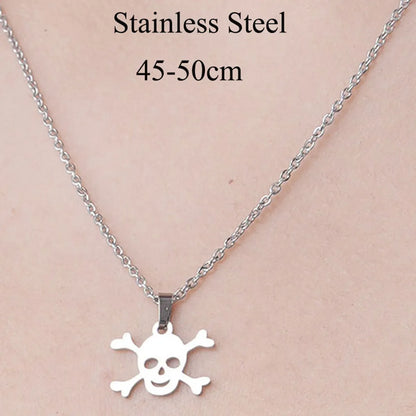 201 Stainless Steel Simple Style Polishing Plating Tree Snowflake Skull Pendant Necklace