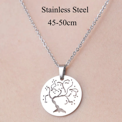 201 Stainless Steel Simple Style Polishing Plating Tree Snowflake Skull Pendant Necklace