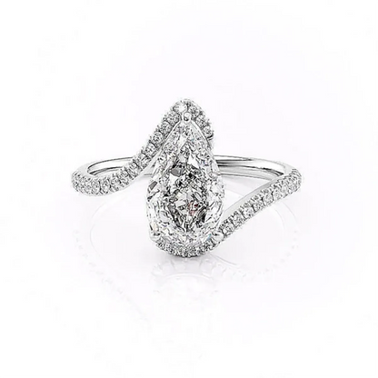 Wholesale Simple Style Water Droplets Copper Plating Inlay White Gold Plated Zircon Rings